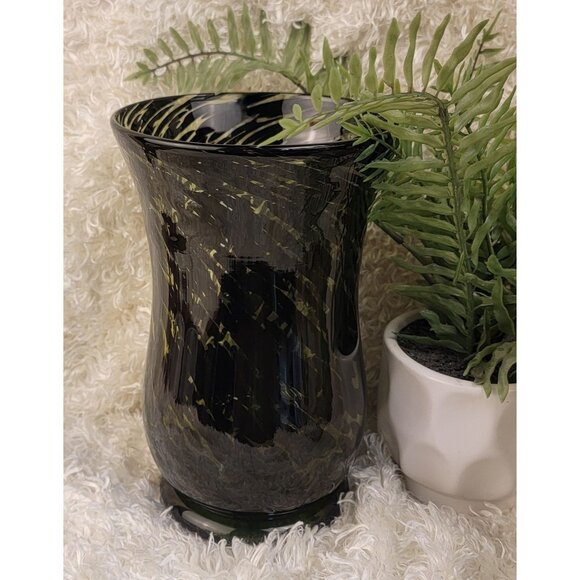 Vintage Hand Blown Green and Black Swirl Vase - Picture 9 of 16